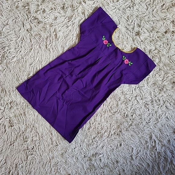 Little Girl's Mexican Dress Floral Embroidery Purple Multicolor Toddler Baby - 2 - Picture 9 of 9